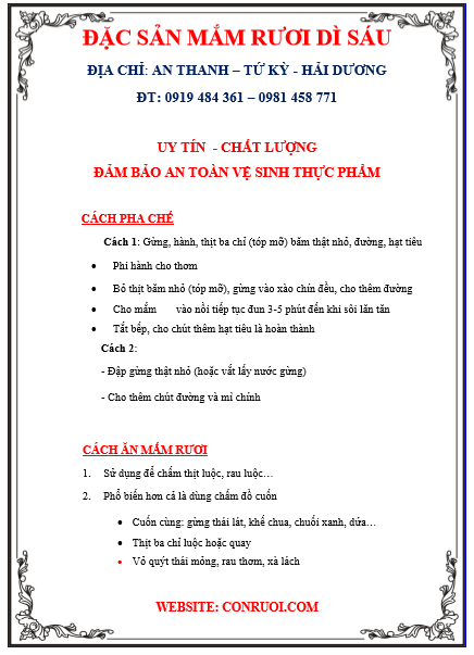 Cách pha chế mắm rươi